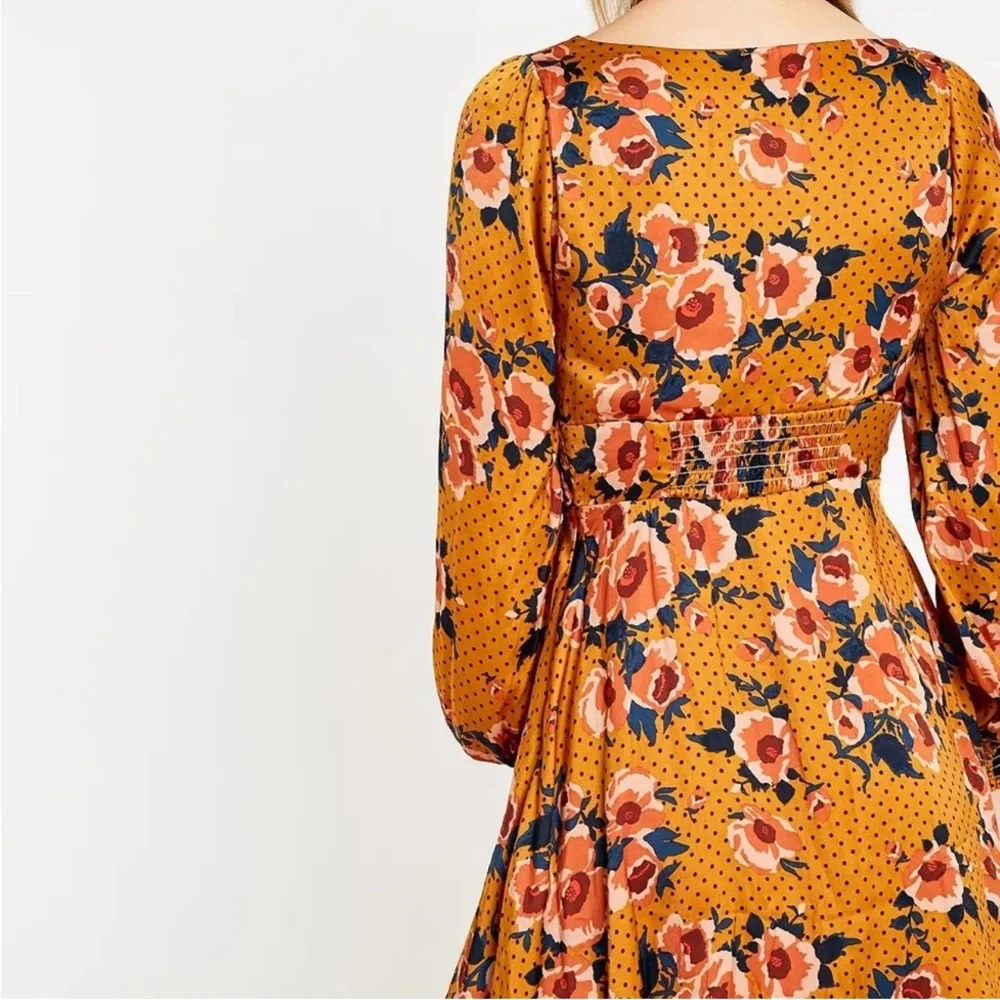 Free People Women's Floral flowy satin mini Dress
